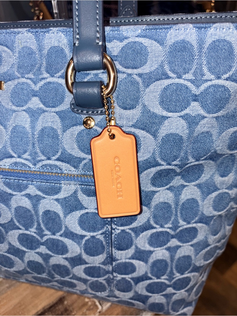 Coach Signature Denim Station Tote Bag in Blue - Picture 8 of 15